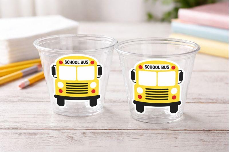 School Bus Party Cups - School Cups School Bus Birthday School Bus Party School Bus Favors Teachers Gift Gift for Teacher Back To School