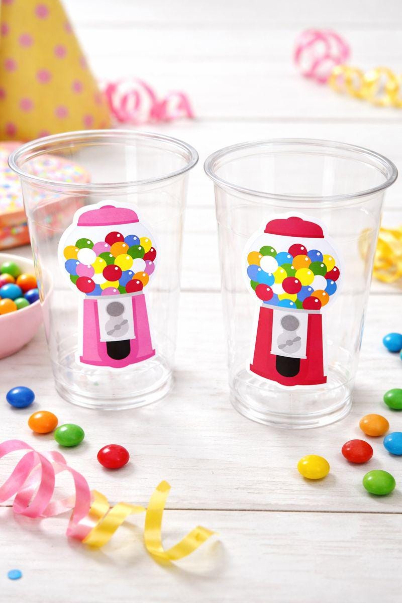 Gumball Party Cups | Gumball Birthday Cups | Candy Party Cups | Gum Ball Dessert Table Cups | Candy Theme Party Cups