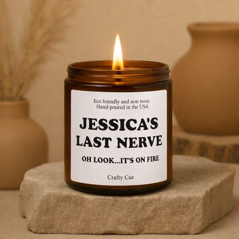 Personalized Last Nerve Scented Soy Candle, Custom Name Candle, Custom Candle Gift, Funny Candle, Funny Gift for her him, Coworker, Employee