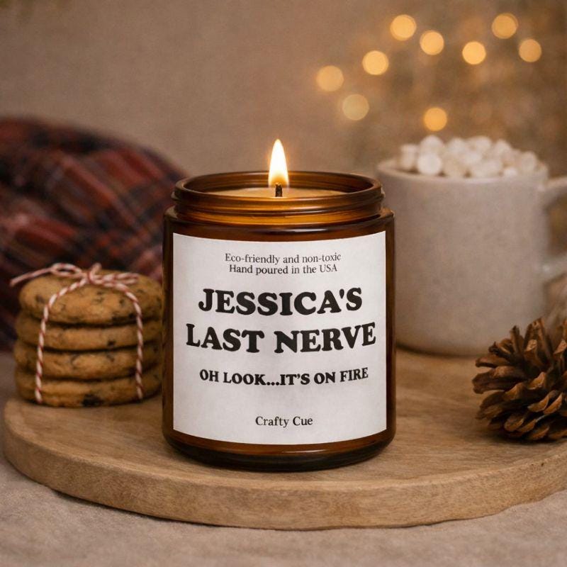 Personalized Last Nerve Scented Soy Candle, Custom Name Candle, Custom Candle Gift, Funny Candle, Funny Gift for her him, Coworker, Employee