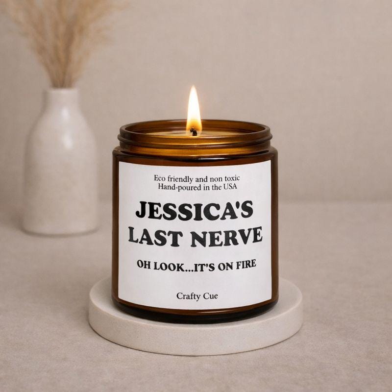 Personalized Last Nerve Scented Soy Candle, Custom Name Candle, Custom Candle Gift, Funny Candle, Funny Gift for her him, Coworker, Employee