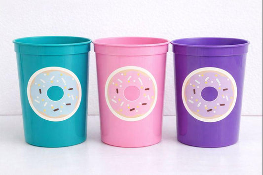 DONUT PARTY CUPS- Donut Birthday Party Donut Grow Up Donut Party Decoration Donut Birthday Decoration Donut First Birthday Donut Baby Shower