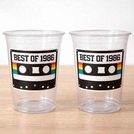 40th PARTY CUPS 40th Birthday Decoration 40th Party Favors 40th Party 40th Birthday Cassette Tape Party Best of 1986 Birthday Vintage 1986