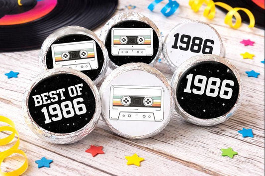 180 - 40th Birthday Cassette Tape Stickers 40th Birthday Party Favor Stickers for Candy Vintage 1983 40th Birthday Best of 1983 Birthday
