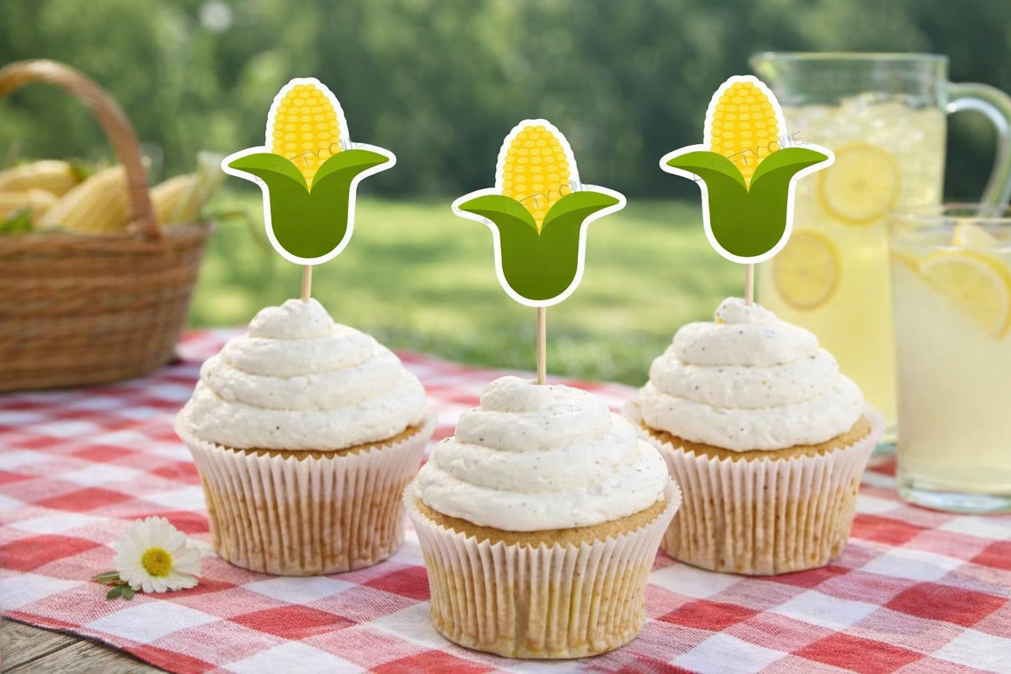 Corn Cupcake Toppers Corn Birthday Corn Party Decorations Fall Party Cupcake Toppers