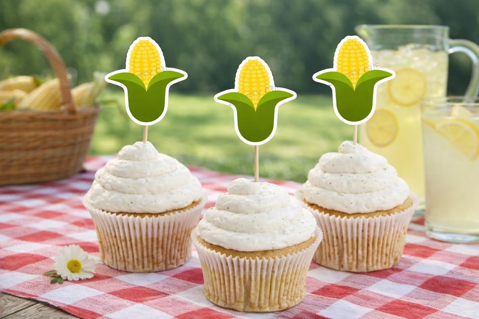 Corn Cupcake Toppers Corn Birthday Corn Party Decorations Fall Party Cupcake Toppers