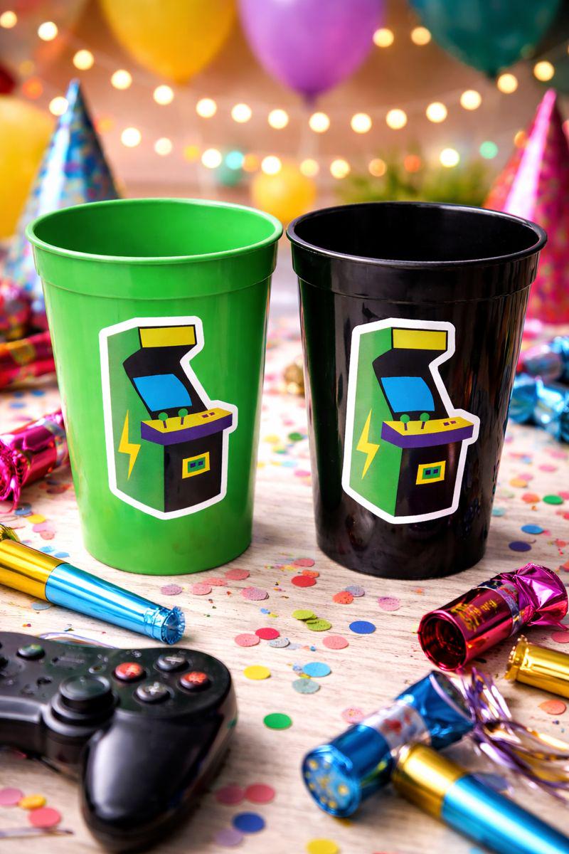 VIDEO GAME PARTY Cups - Video Game Cups Video Game Party Cups Level Up Party Decorations Gamer Baby Shower Decorations Video Game Birthday