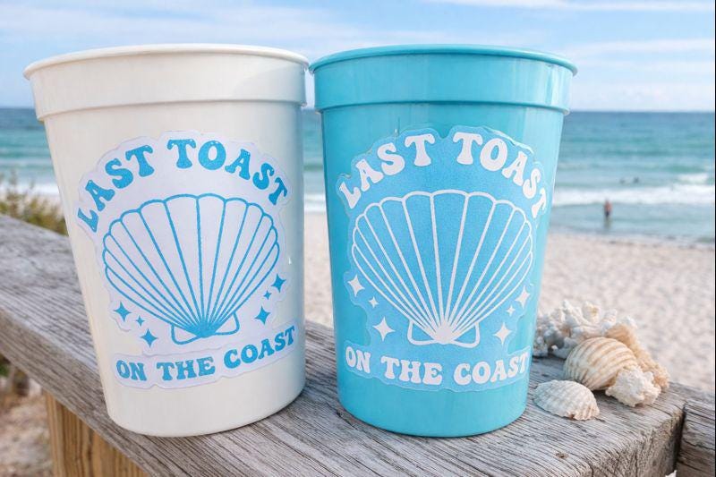 Last Toast on the Coast Cups, Coastal Bachelorette Party Favors, Bachelorette Party Cup, Beach Bach Cups, Beach Wedding Cups, Bach Party Cup