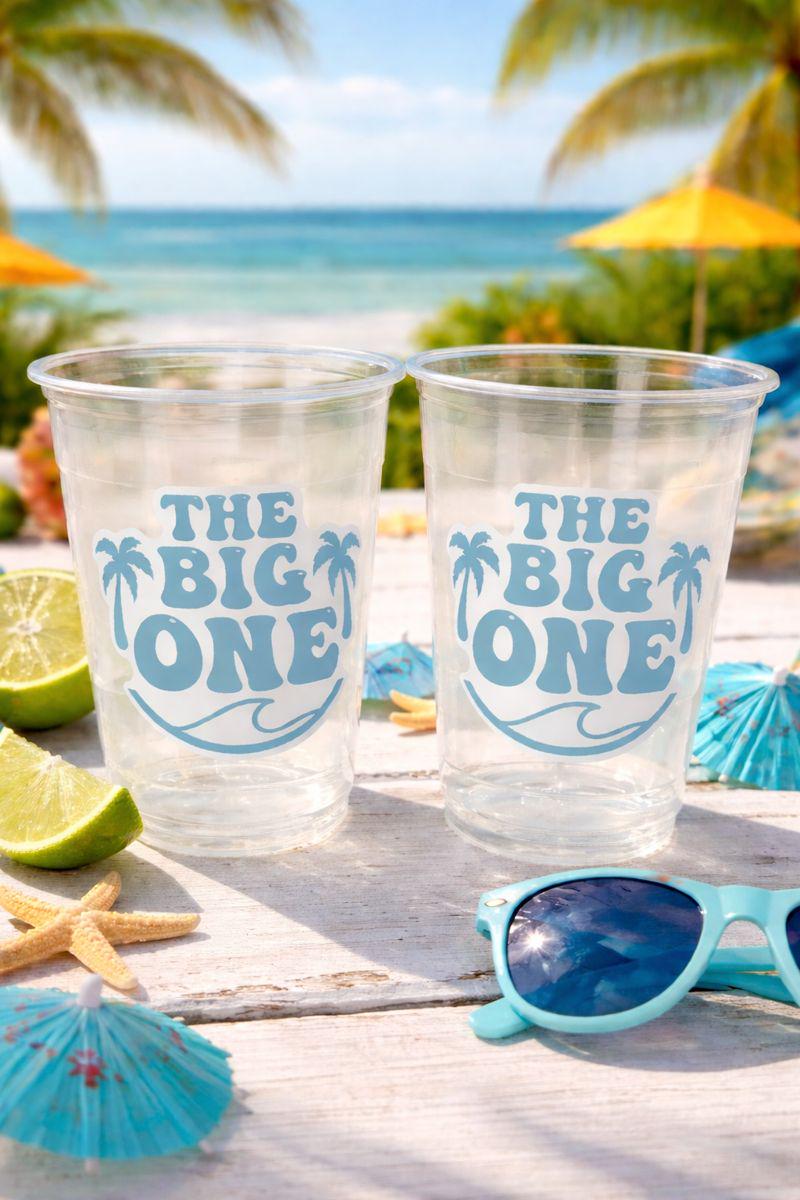 Surf Birthday Cups, The Big One Cups, 1st Birthday Party Cups, Surf Birthday Party Favors, Boy Surfing Cups, Surfs Up, Surfer, Catch A Wave