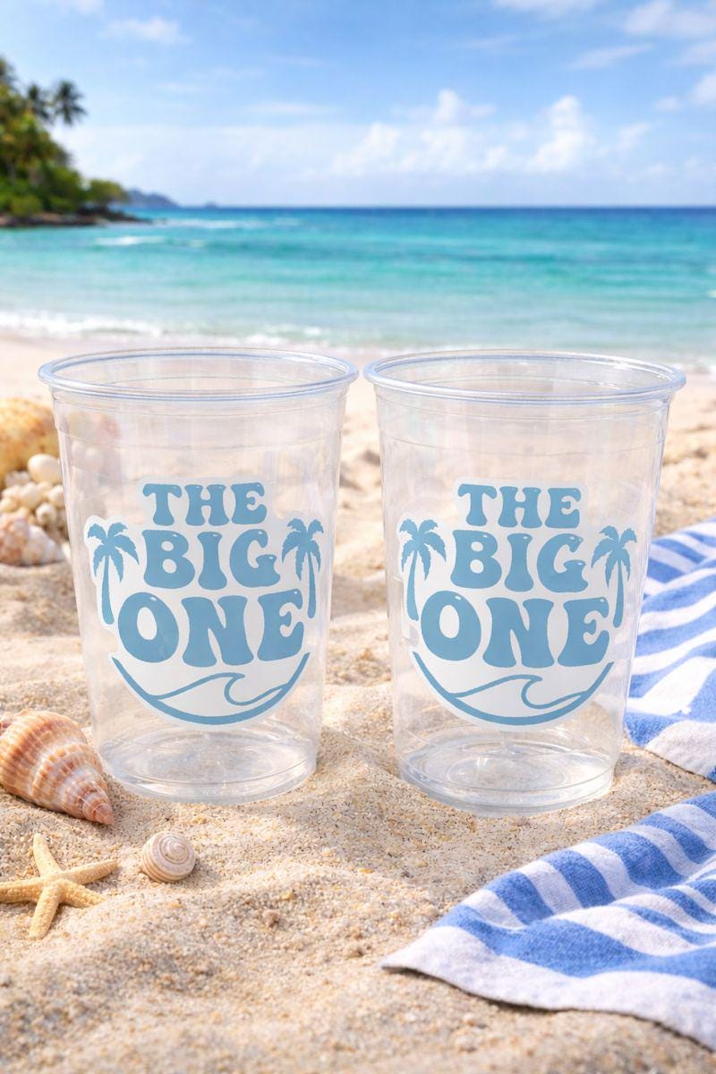 Surf Birthday Cups, The Big One Cups, 1st Birthday Party Cups, Surf Birthday Party Favors, Boy Surfing Cups, Surfs Up, Surfer, Catch A Wave