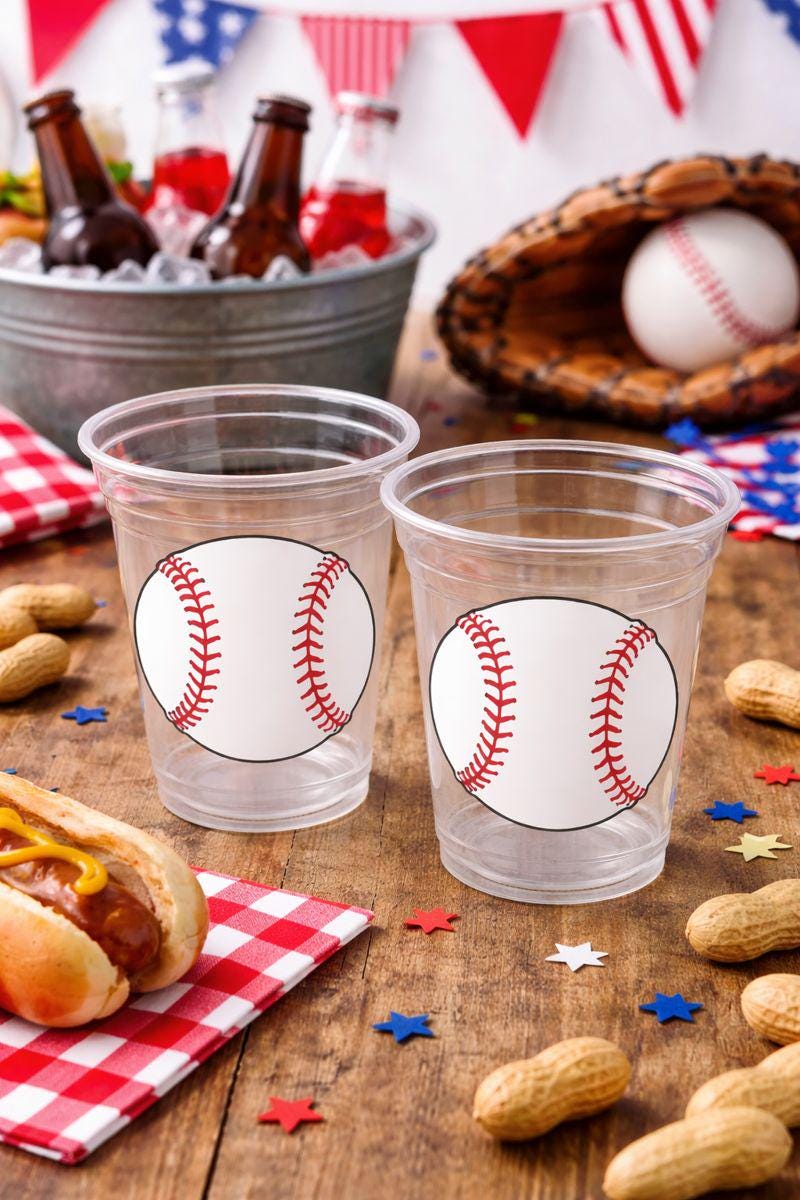 BASEBALL PARTY CUPS - Baseball Cups Baseball Party Cups Baseball Birthday Cups Baseball Cups Sports Party Cups Favors Baseball Baby Shower