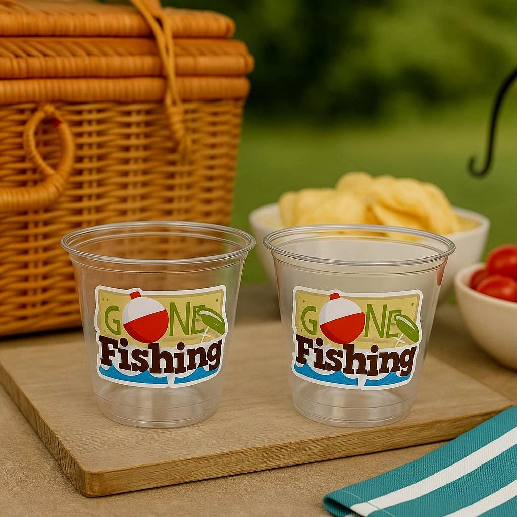 FISHING PARTY CUPS - Gone Fishing Party Fishing Party The Big One Fishing Bobber Decorations Fishing Birthday Fishing First Party Bait Cups