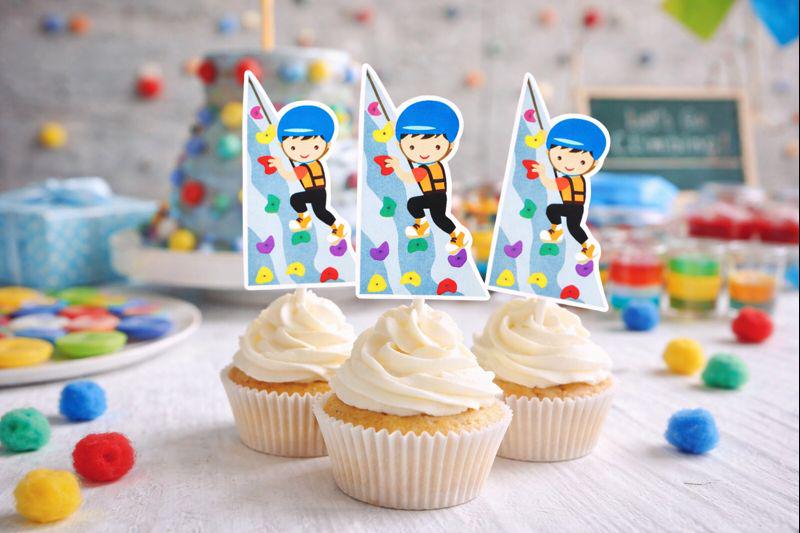 Boy Rock Climbing Cupcake Toppers, Rock Climbing Birthday, Rock Climbing Party, Rock Climbing Party Supplies, Rock Climbing Party