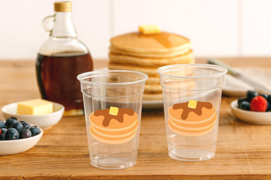 Pancake Party Cups, Pancake Cups, Pancake Birthday, Pancake Party, Pancake Party Favors, Pancakes and Pajamas, Pancake Party Supplies Decor