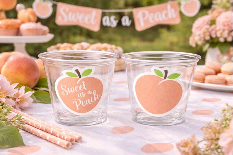 PEACH PARTY CUPS- Peach Birthday Party Peach First Birthday Peach 1st Birthday Peach Party Decorations Peach Party Supplies Sweet as a Peach
