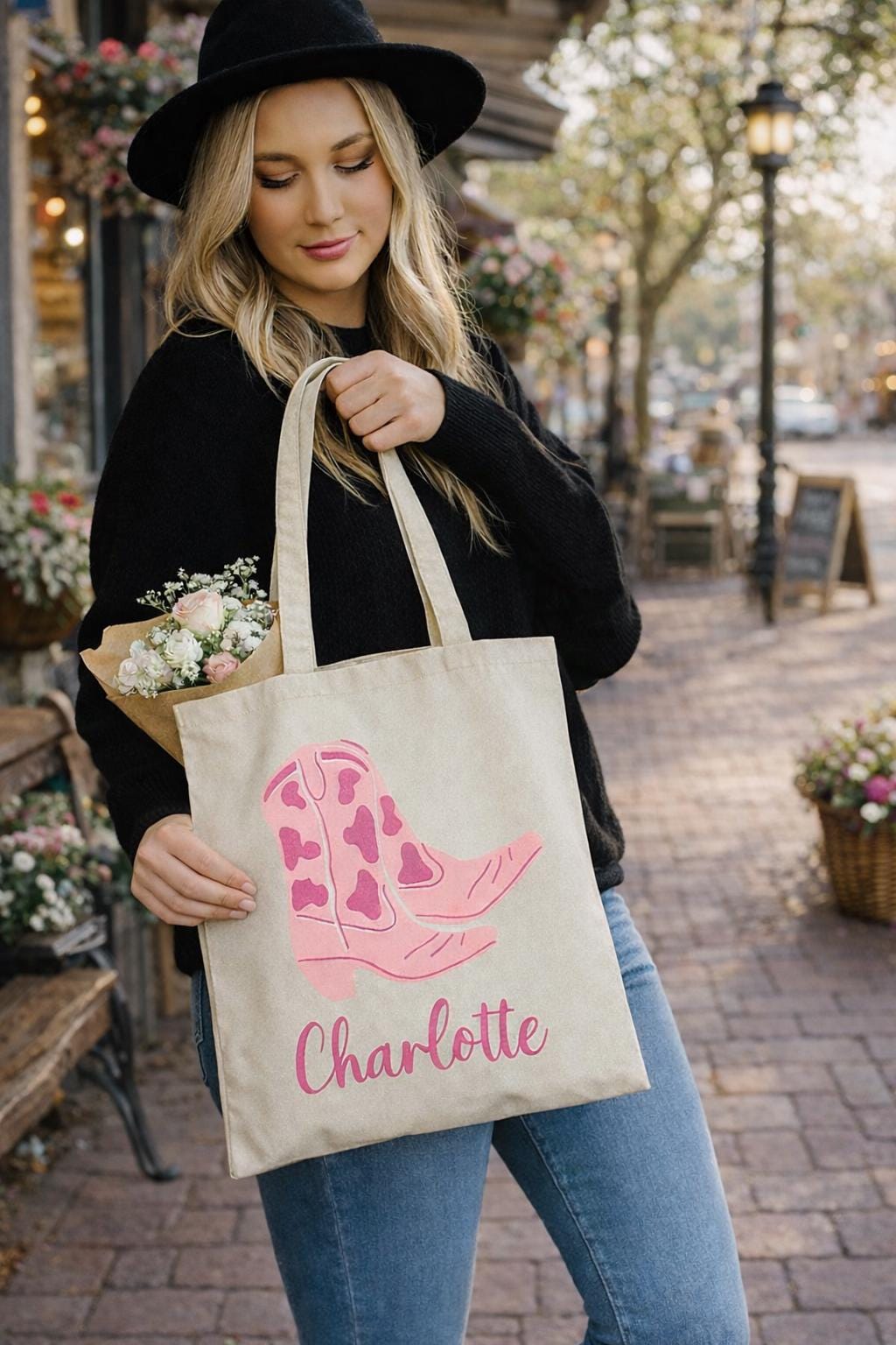 Personalized Name Tote, Bridesmaid Tote, Bridesmaids Totes, Cowgirl Bachelorette Gifts, Cowgirl Bachelorette Tote Bags, Bridesmaid Gift Tote