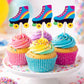 Roller Skate Cupcake Toppers - 80's party, 80's birthday party, Colorful Roller Skate Cupcake Toppers