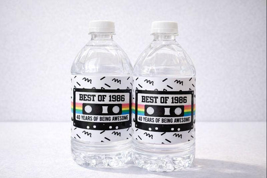 40th Birthday Water Bottle Labels 40th Birthday Water Bottle Favors 1985 Cassette Tape Water Bottle Labels 1985 Favors Vintage 1985
