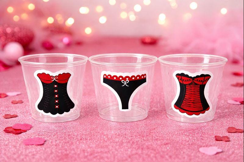 BACHELORETTE PARTY CUPS - Lingerie Party Cups Ladies Night Bachelorette Party Decorations Bachelorette Party Favors Bridal Shower Favors
