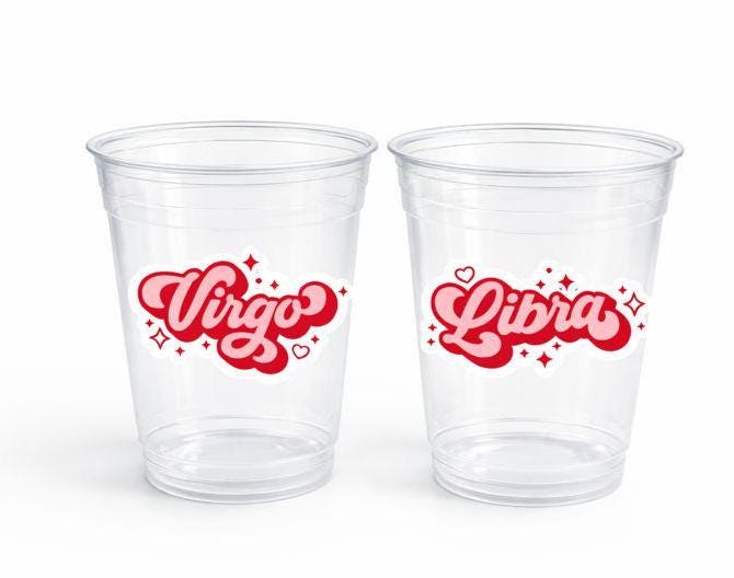 ZODIAC PARTY CUPS - Zodiac Sign Cups Astrology Sign Party Cups Zodiac Party Favors Cups Zodiac Nutrition facts Astrology Cups Horoscope Cups