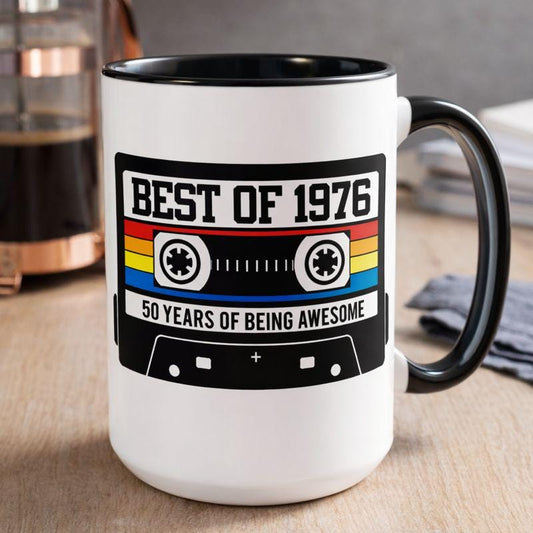 50th BIRTHDAY MUG 50th Party Decorations 50th Party Favors 50th Birthday Gift Cassette Tape Mug Best of 1976 Birthday Vintage 1976, Gifts