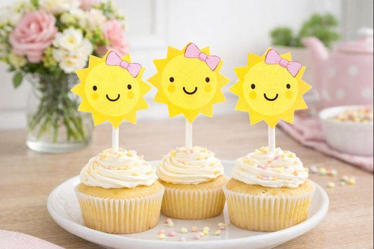 Sunshine Cupcake Toppers, Sun Cupcake Toppers, Girl Sunshine, You are my sunshine
