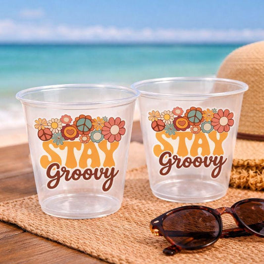 70S PARTY CUPS -70's Birthday Cups 70's Party Cups 70s Decorations 70's Birthday Party 70s Birthday Party Decorations Hippy Two Groovy Cups