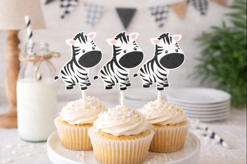 Zebra Cupcake Toppers, Jungle Cupcake Toppers