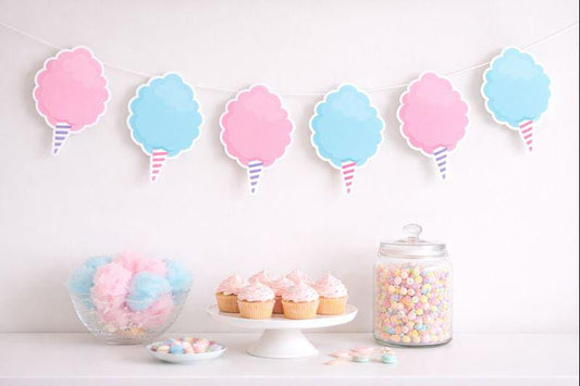 COTTON CANDY Garland, Candy Birthday Decoration, Candy Garland, Candy Bar Banner, Candy Birthday, Candy Decoration, Candy Buffet, Photo Prop