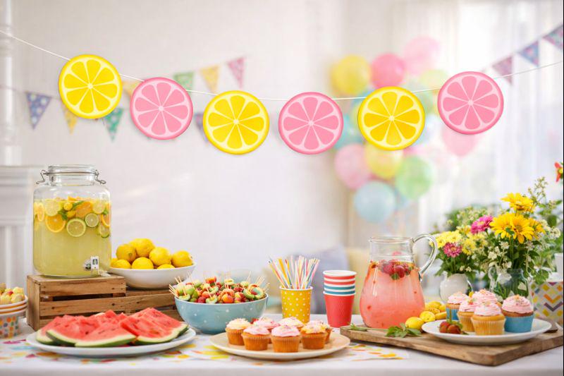 Lemon Banner, Lemon Garland, Lemonade Banner, Lemonade Decorations, Lemonade Birthday Party, Lemon Slices, Lemon Photo Prop, Citrus Fruit