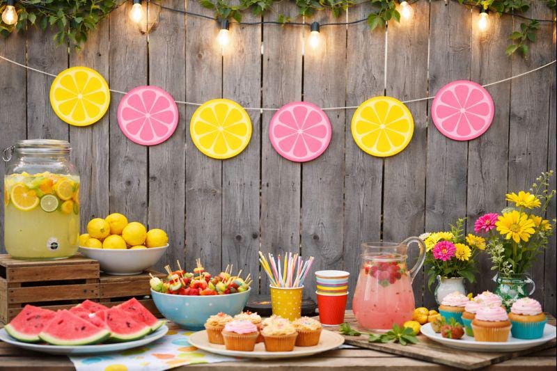 Lemon Banner, Lemon Garland, Lemonade Banner, Lemonade Decorations, Lemonade Birthday Party, Lemon Slices, Lemon Photo Prop, Citrus Fruit