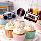 80's Cupcake Toppers - Cassette Tape Cupcake Toppers - Record Cupcake Toppers - Boom Box Cupcake Toppers - 80's Birthday Party 22920927A
