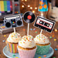80's Cupcake Toppers - Cassette Tape Cupcake Toppers - Record Cupcake Toppers - Boom Box Cupcake Toppers - 80's Birthday Party 22920927A