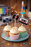 80's Cupcake Toppers - Cassette Tape Cupcake Toppers - Record Cupcake Toppers - Boom Box Cupcake Toppers - 80's Birthday Party 22920927A