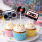 80's Cupcake Toppers - Cassette Tape Cupcake Toppers - Record Cupcake Toppers - Boom Box Cupcake Toppers - 80's Birthday Party 22920927A