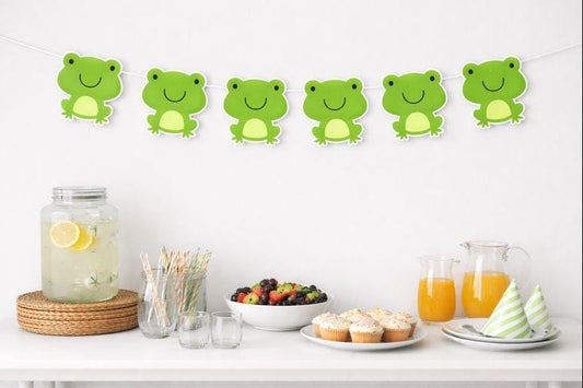 Frog Garland, Frog Banner, Frog Birthday Banner, Frog Party, Frog Party Supplies, Frog Party Decorations, Frog Baby Shower Supplies Decor