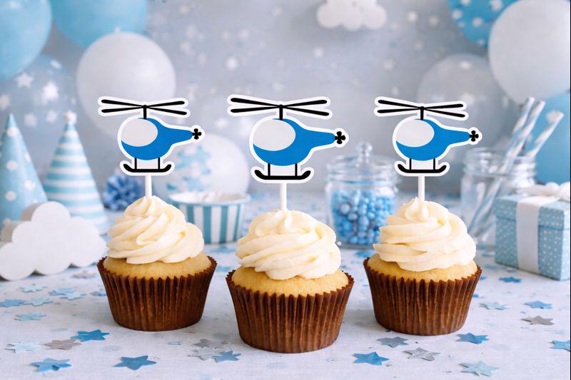 Helicopter Cupcake Toppers, Helicopter Birthday Party Decorations, Helicopter Party, Helicopter Cake Toppers, Helicopter Cupcake Picks,