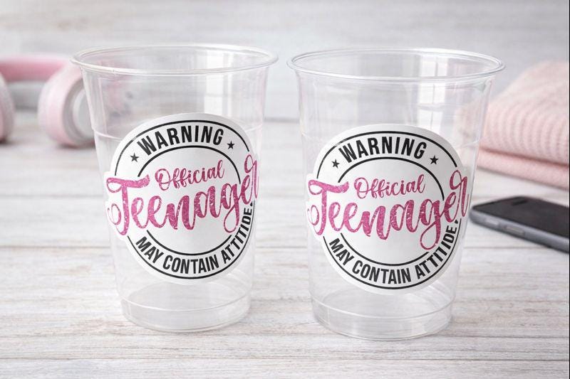 13th Birthday Party Cups - Warning Official Teenager Teenager Party Cups 13th birthday Party Favors 13th Party Decorations Teen Birthday Cup
