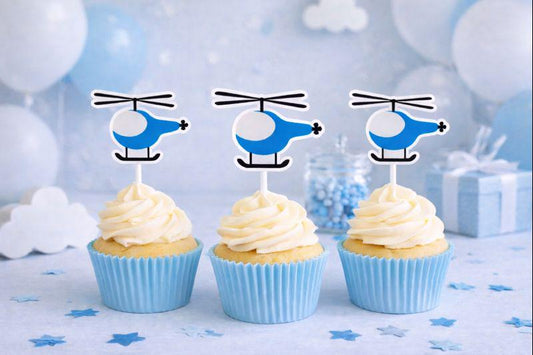 Helicopter Cupcake Toppers, Helicopter Birthday Party Decorations, Helicopter Party, Helicopter Cake Toppers, Helicopter Cupcake Picks,