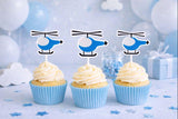 Helicopter Cupcake Toppers, Helicopter Birthday Party Decorations, Helicopter Party, Helicopter Cake Toppers, Helicopter Cupcake Picks,