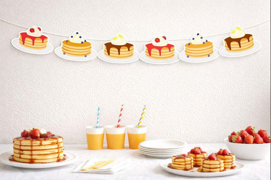 Pancake Garland, Pancake Banner, Pancakes and Pajamas, Slumber Party, Pancake Photo Prop, Pancake Decorations, Pancake Party Supplies