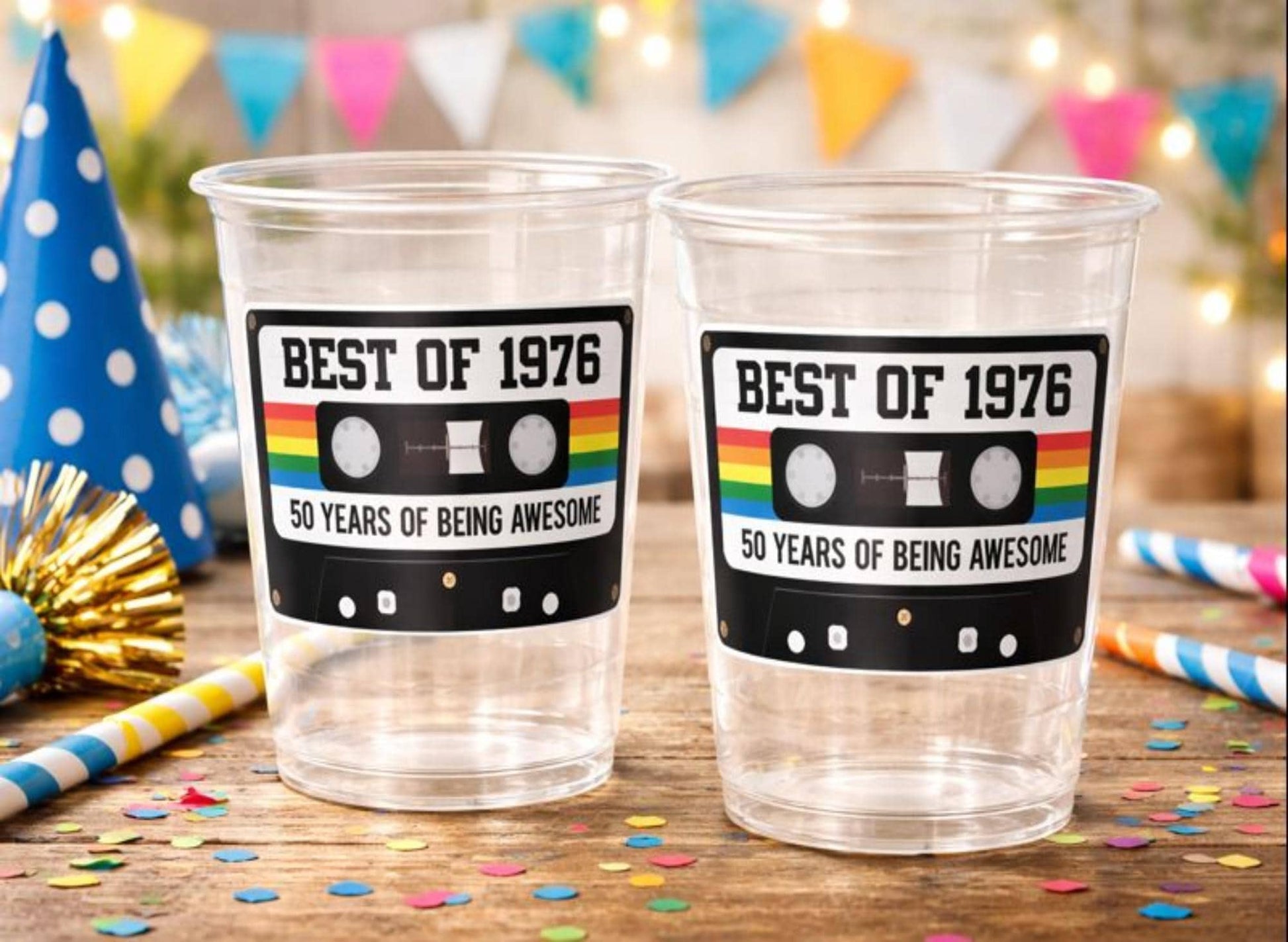 50th PARTY CUPS 50th Birthday Decoration 50th Party Favors 50th Party 50th Birthday Cassette Tape Party Best of 1975 Birthday Vintage 1975