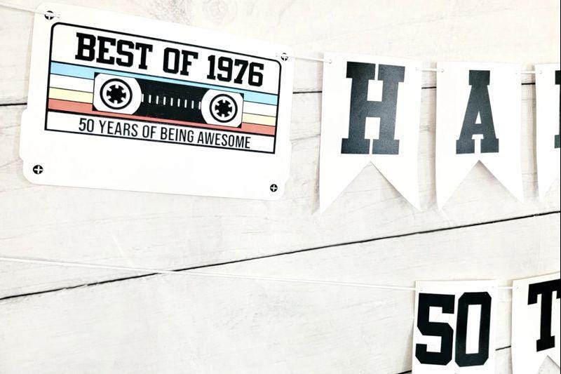 BEST OF 1976 - 50th Birthday Banner 1976 Banner 1976 Party Decorations 50th Party Decorations 50th Party Banner 50 Birthday Party Banner 70s