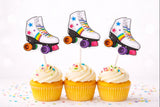 Roller Skate Cupcake Toppers | 80s Party Decorations | Retro Birthday Cupcake Picks | Roller Skating Themed Party Supplies | Roller Skating