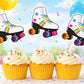 Roller Skate Cupcake Toppers | 80s Party Decorations | Retro Birthday Cupcake Picks | Roller Skating Themed Party Supplies | Roller Skating