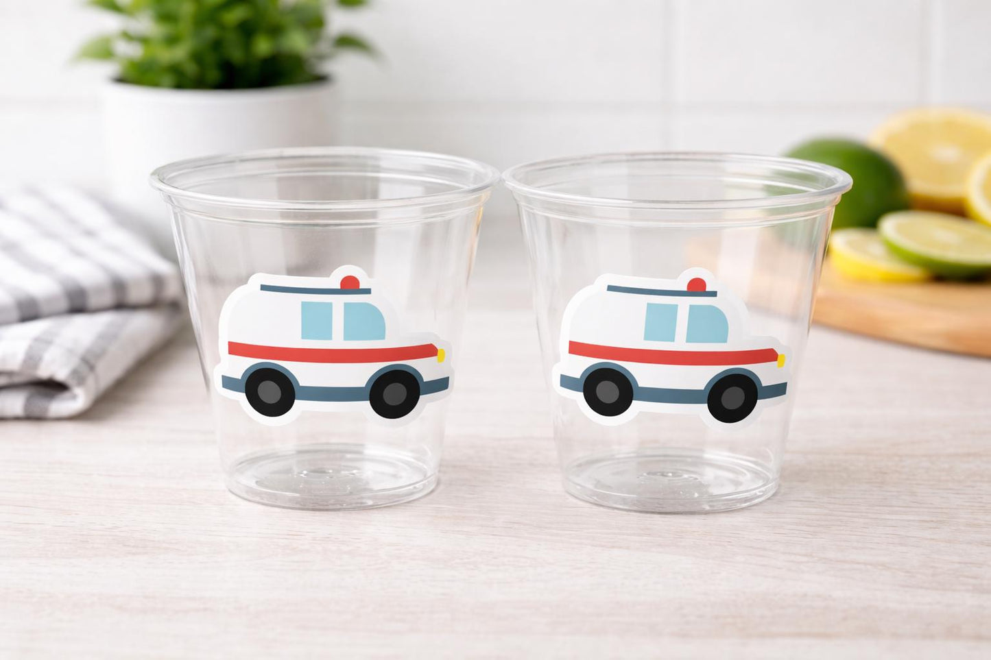 AMBULANCE PARTY CUPS - Emergency Vehicles Birthday Party Decorations Ambulance Birthday Party Party Cups Ambulance Party Favors Party Favors