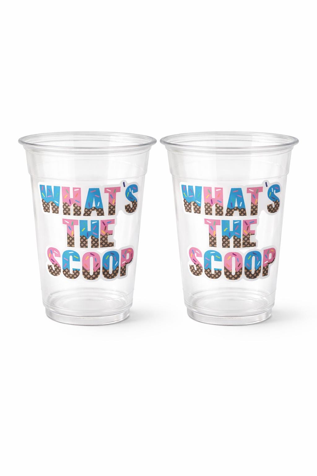 WHAT'S THE SCOOP Ice Cream Cups Ice Cream Gender Reveal Party Ice Cream Baby Shower Pink Blue Ice Cream Baby Shower Ice Cream Party Favors