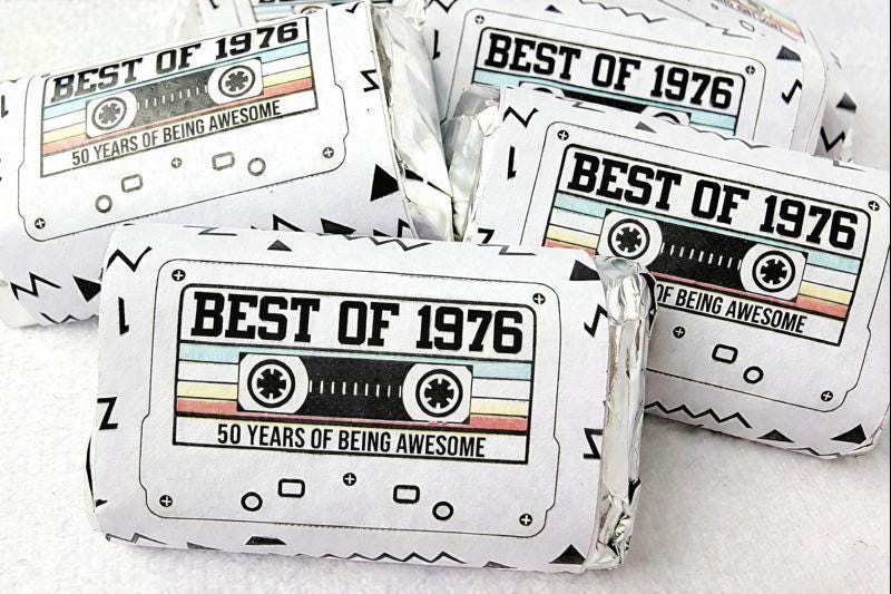 30 - 50th Birthday Cassette Tape Stickers 50th Birthday Stickers For Mini Candy Bar Wrapper Vintage 50th Birthday Best of 1973 Birthday