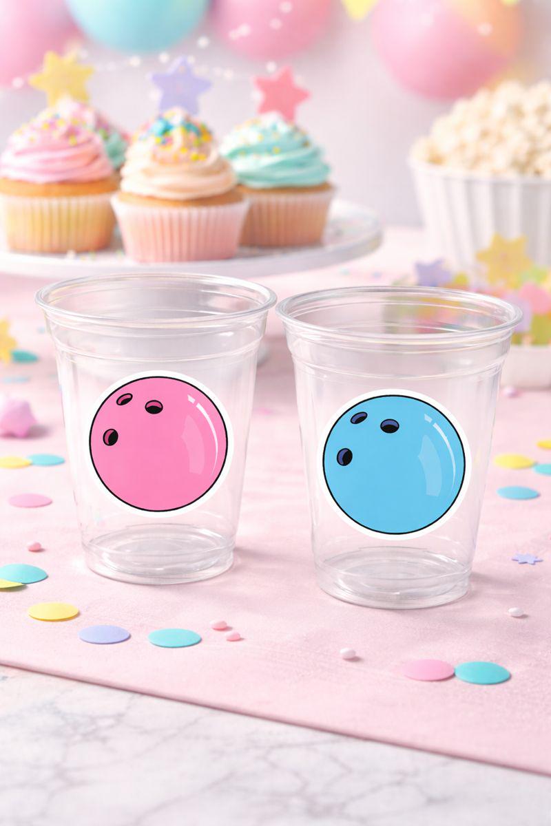 BOWLING PARTY CUPS, Bowling Birthday Cups Bowling Cups First Birthday Bowling Party Decorations Bowling Gender Reveal Pink Blue Party Favors