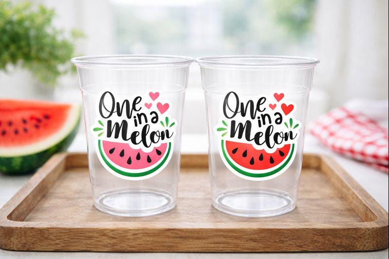 WATERMELON PARTY CUPS - Watermelon Party Favors Watermelon Treat Cups Watermelon Birthday One in a Melon First Birthday 1st Birthday